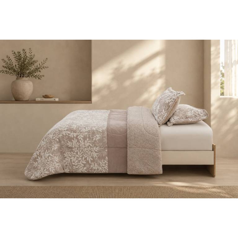 EDREDÓN JACQUARD CORALINA SHERPA CON FUNDAS DE COJÍN. (beige, Cama 180:280x270)
