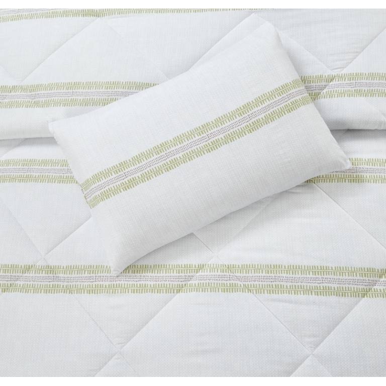CONJUNTO EDREDON ESTAMPADO RAYAS (verde, Cama 105:200x270)
