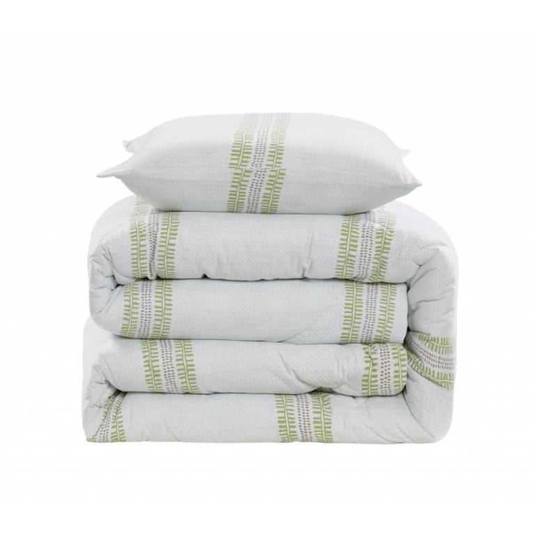 CONJUNTO EDREDON ESTAMPADO RAYAS (verde, Cama 105:200x270)