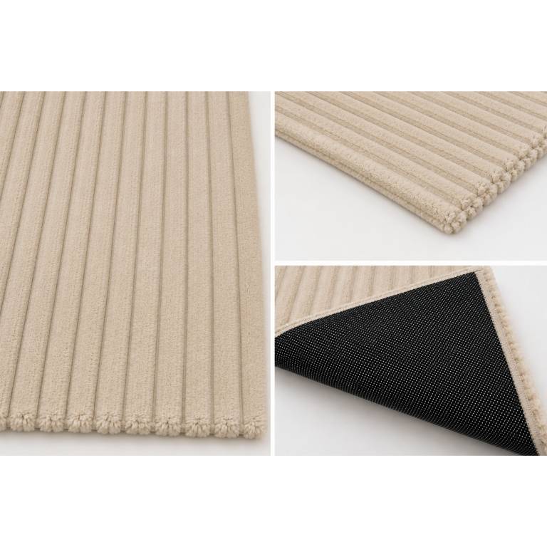 ALFOMBRA ULTRASUAVE CON RELIEVE DE RAYAS (crema, 140x200)