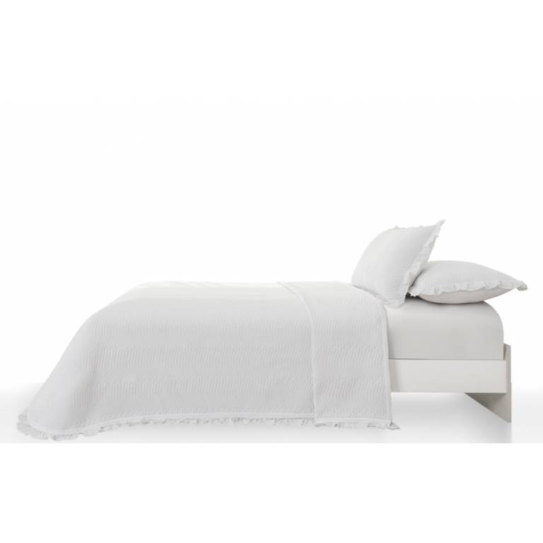 CONJUNTO COLCHA ONDAS TACTO SUAVE Y FUNDAS DE COJIN (blanco, Cama 150:250x270)
