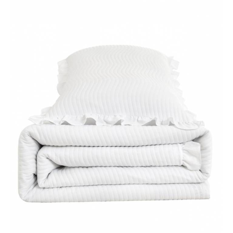 CONJUNTO COLCHA ONDAS TACTO SUAVE Y FUNDAS DE COJIN (blanco, Cama 150:250x270)