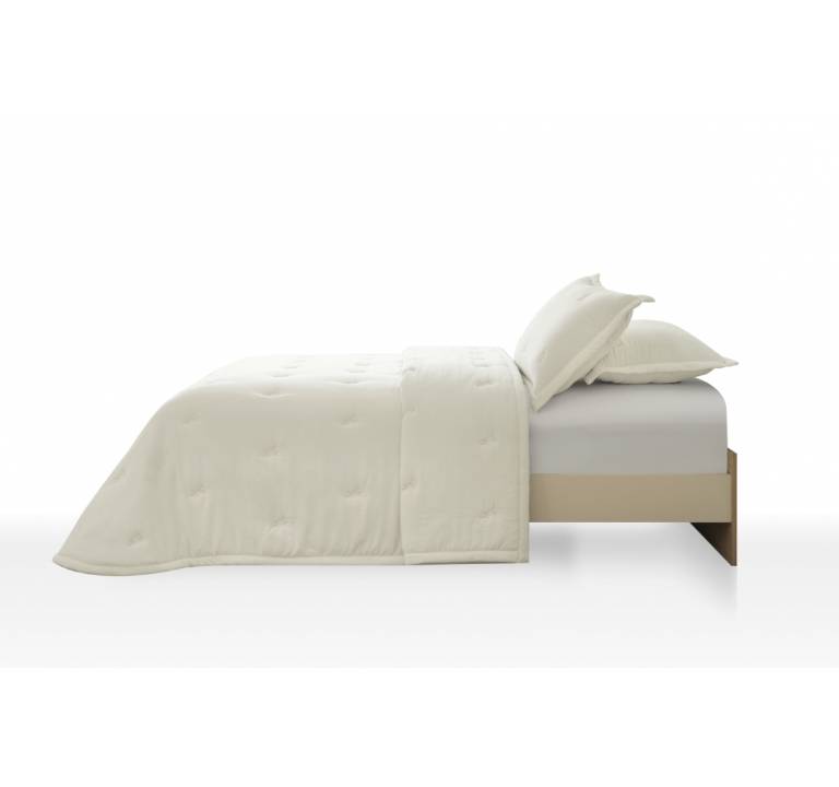 CONJUNTO EDREDÓN BORDADO HOJAS Y FUNDAS DE COJÍN