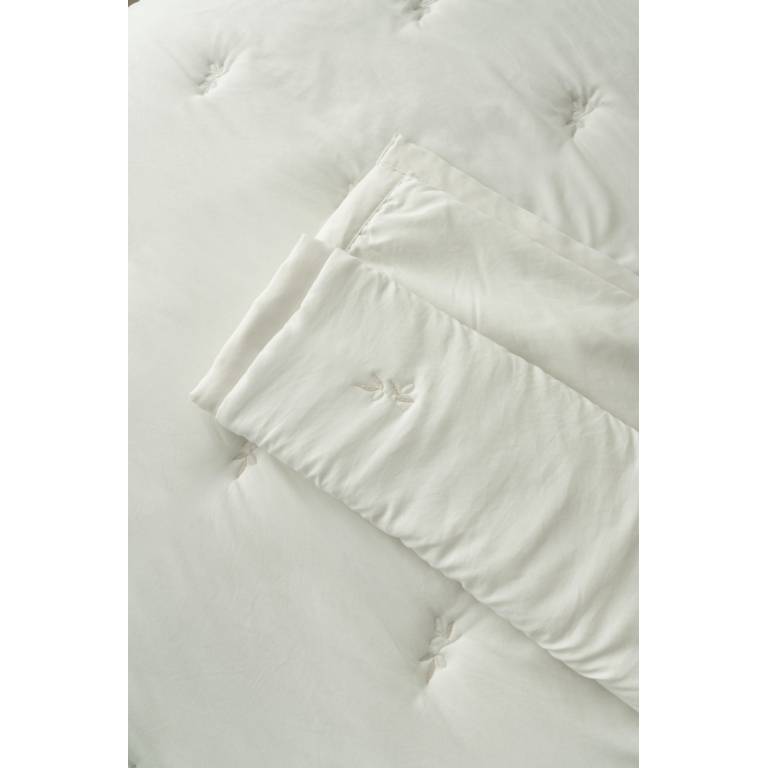 CONJUNTO EDREDÓN BORDADO HOJAS Y FUNDAS DE COJÍN (natural, Cama 090:180x270)