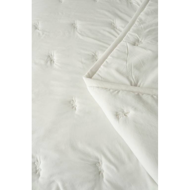 CONJUNTO EDREDÓN BORDADO HOJAS Y FUNDAS DE COJÍN (natural, Cama 090:180x270)