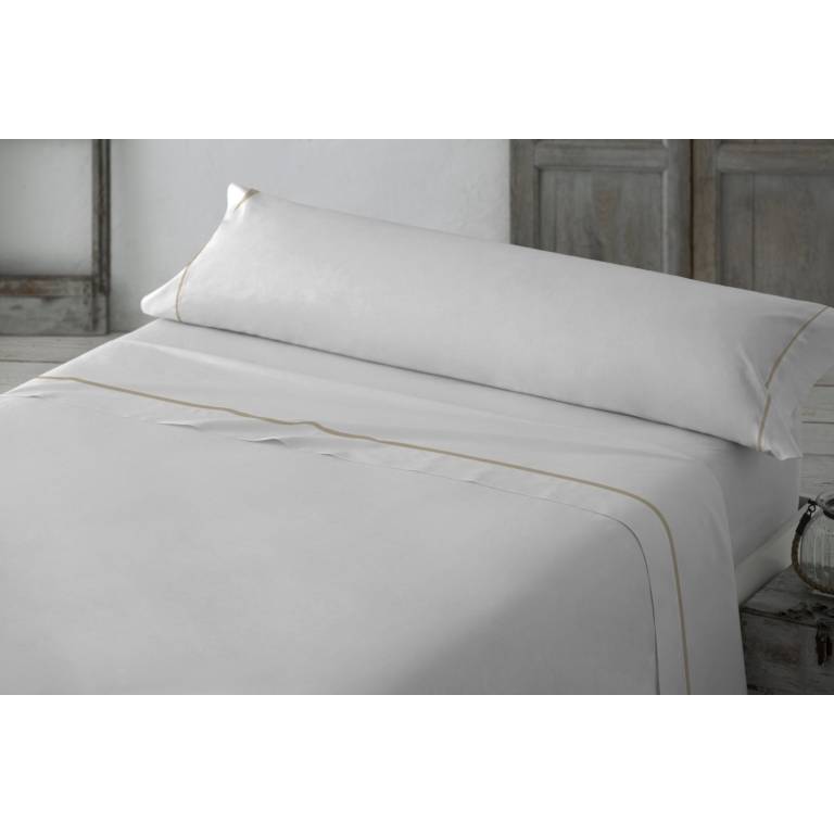 JUEGO SÁBANAS CON VIVO 3 PIEZAS (blanco, Cama 200:180x270)