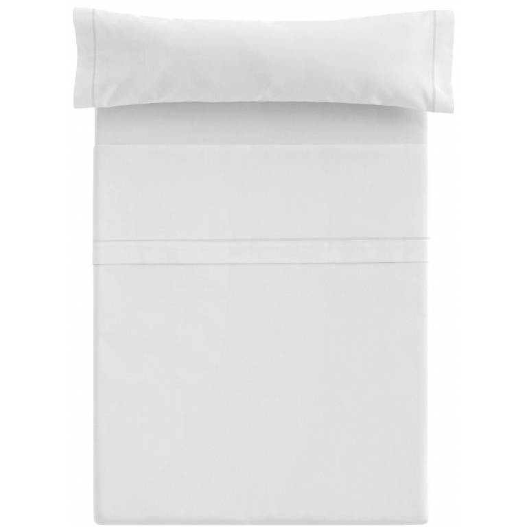 JUEGO SÁBANAS LISO FESTÓN 3 PIEZAS 100% ALGODÓN (blanco, Cama 90:160x270)