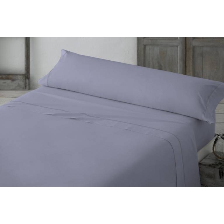 JUEGO SÁBANAS LISO FESTÓN 3 PIEZAS 100% ALGODÓN (Cama 90:160x270, CIELO)