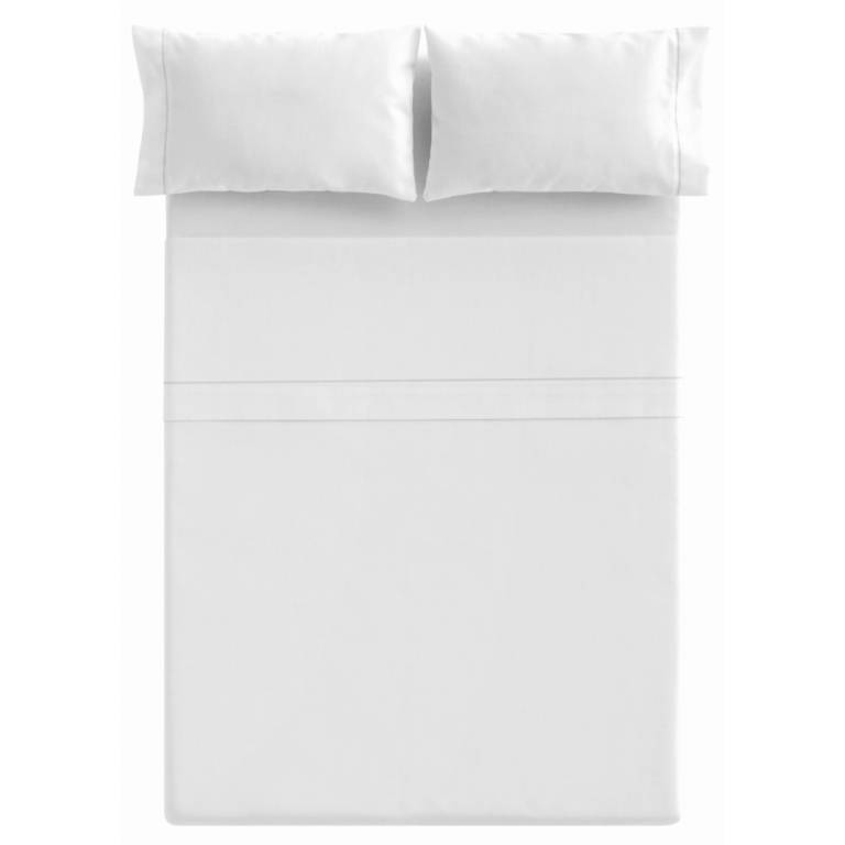 JUEGO SÁBANAS LISO FESTÓN 3 PIEZAS 100% ALGODÓN (blanco, Cama 90:160x270)