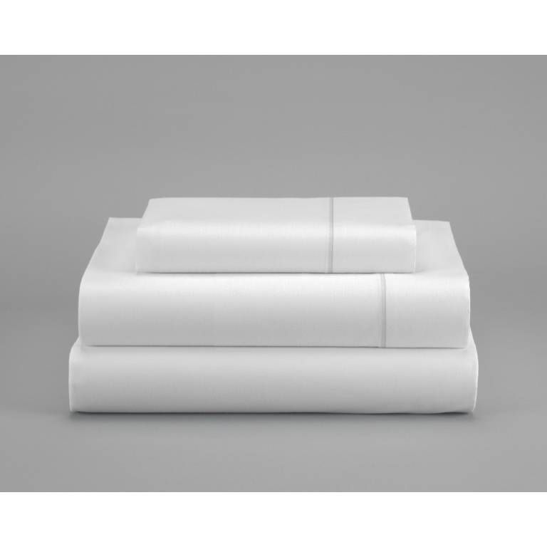 JUEGO SÁBANAS LISO FESTÓN 3 PIEZAS 100% ALGODÓN (blanco, Cama 90:160x270)