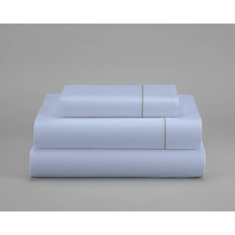 JUEGO SÁBANAS LISO FESTÓN 3 PIEZAS 100% ALGODÓN (Cama 90:160x270, CIELO)