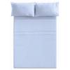 JUEGO SÁBANAS LISO FESTÓN 3 PIEZAS 100% ALGODÓN (Cama 90:160x270, CIELO)