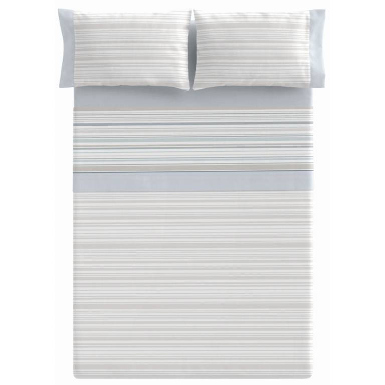 JUEGO SÁBANAS RAYAS 3 PIEZAS (azul, Cama 160:240x270)