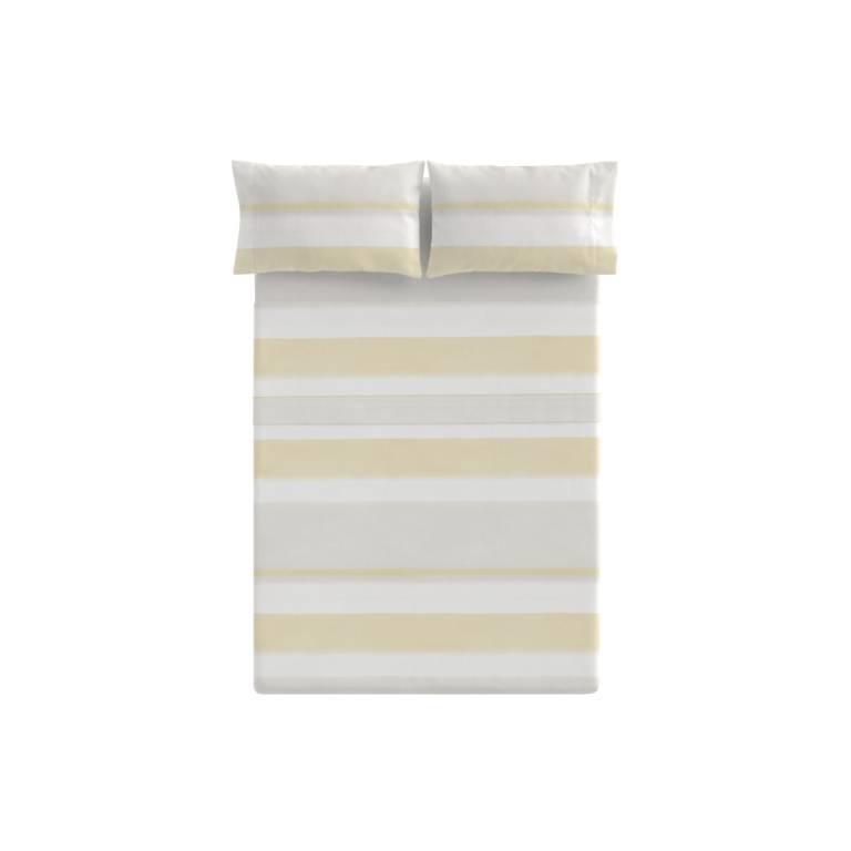 JUEGO SÁBANAS CORALINA ESTAMPADO RAYAS (amarillo, Cama 135:220x260)