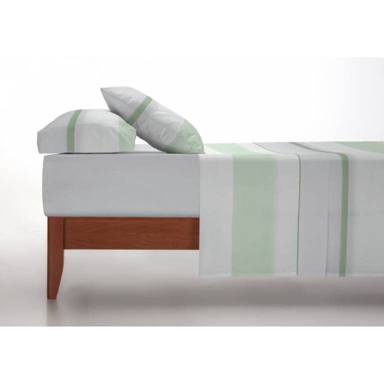 JUEGO SÁBANAS CORALINA ESTAMPADO RAYAS (verde, Cama 090:160x260)