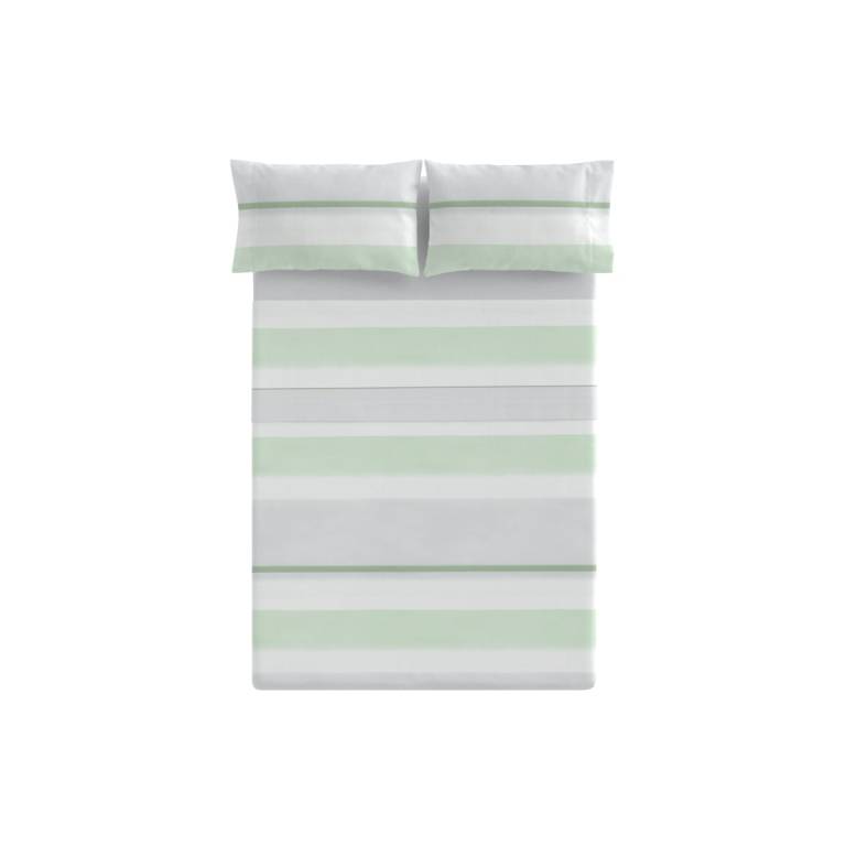 JUEGO SÁBANAS CORALINA ESTAMPADO RAYAS (verde, Cama 090:160x260)