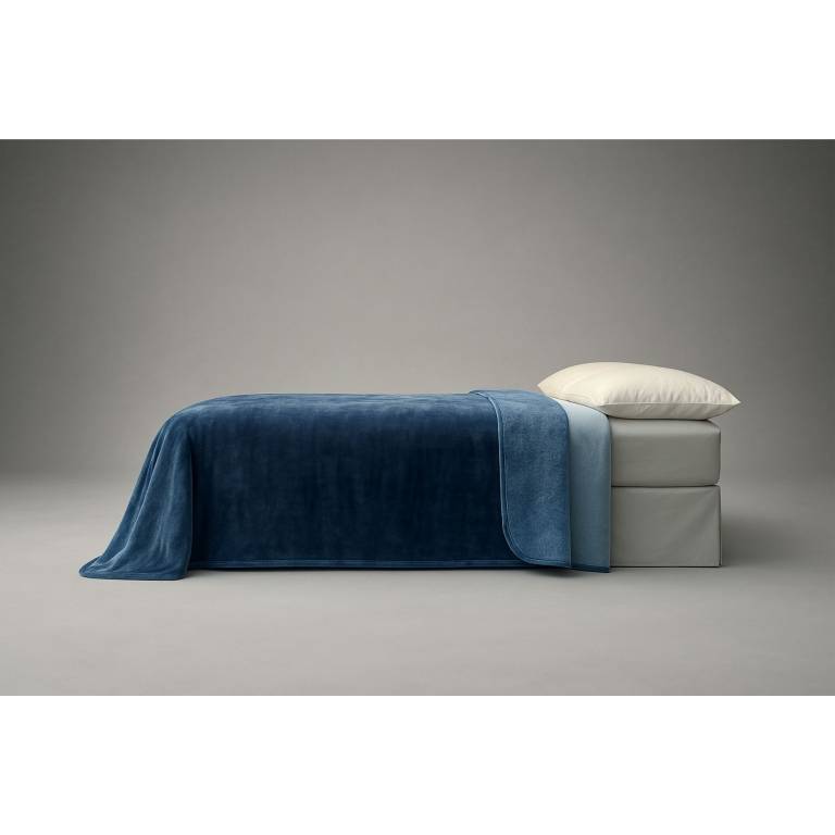 MANTA DE CAMA TACTO TERCIOPELO (azul, Cama 135:220x240)