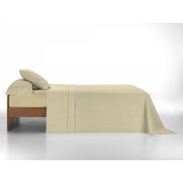 JUEGO SÁBANAS 3 PIEZAS ESTAMPADO MIL RAYAS (mostaza, Cama 180:270x270)