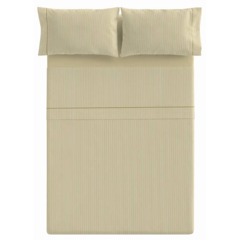 JUEGO SÁBANAS 3 PIEZAS ESTAMPADO MIL RAYAS (mostaza, Cama 180:270x270)