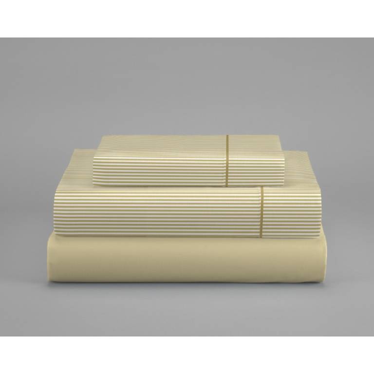 JUEGO SÁBANAS 3 PIEZAS ESTAMPADO MIL RAYAS (mostaza, Cama 180:270x270)