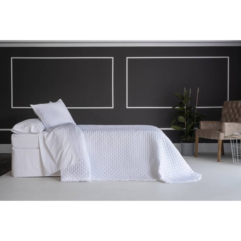 CONJUNTO COLCHA CON PUNTILLA Y FUNDAS DE COJÍN (blanco, Cama 135:235x270)