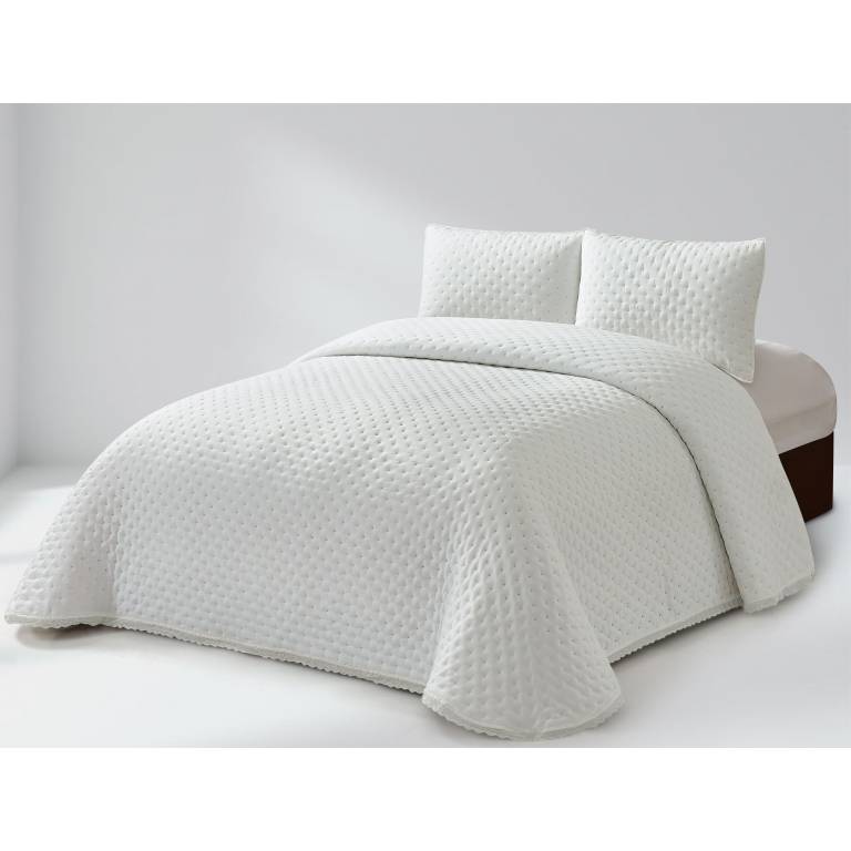 CONJUNTO COLCHA CON PUNTILLA Y FUNDAS DE COJÍN (natural, Cama 090:180x270)