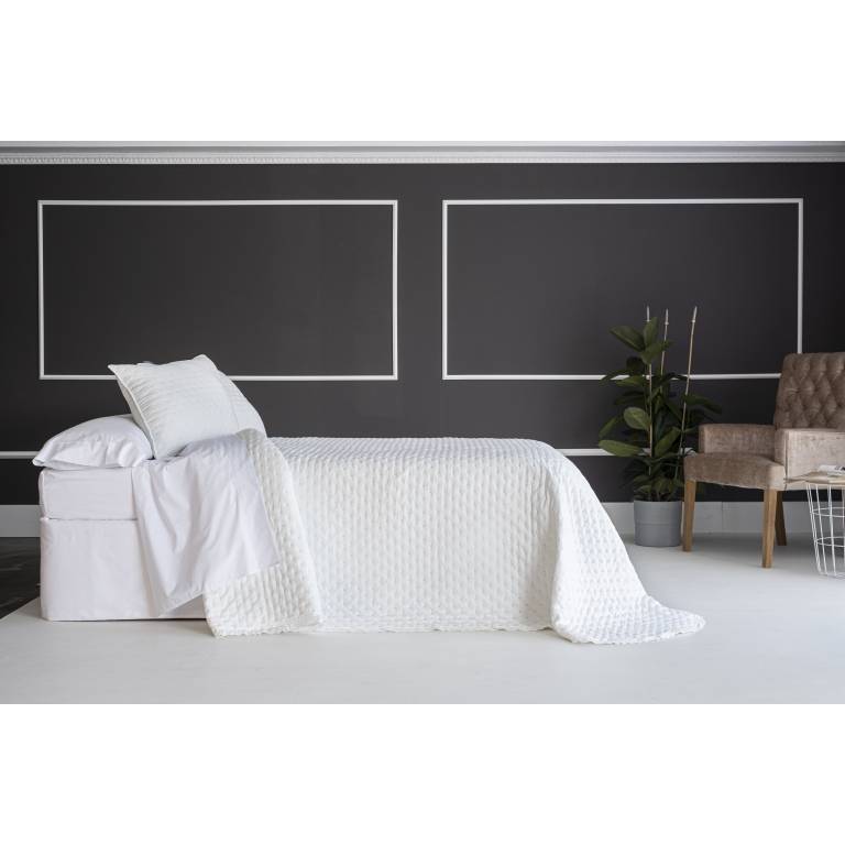 CONJUNTO COLCHA CON PUNTILLA Y FUNDAS DE COJÍN (natural, Cama 090:180x270)