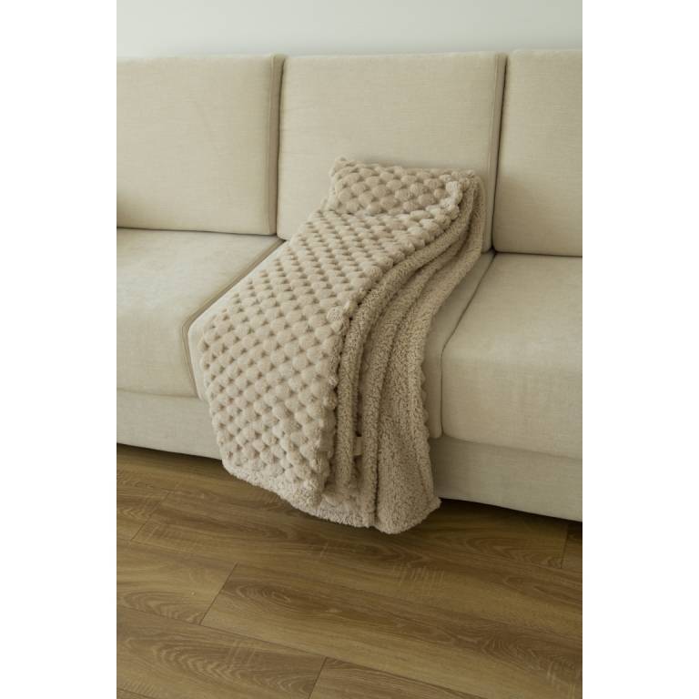 MANTA TEXTURA TACTO SUAVE CON BORREGUILLO marrón