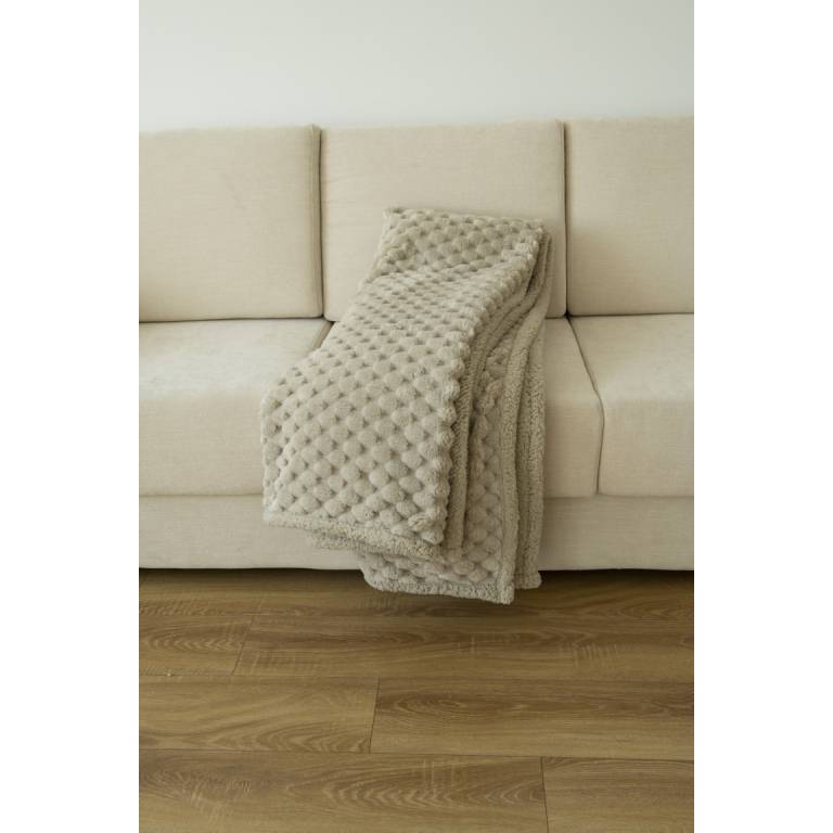 MANTA TEXTURA TACTO SUAVE CON BORREGUILLO (beige, 140x200)