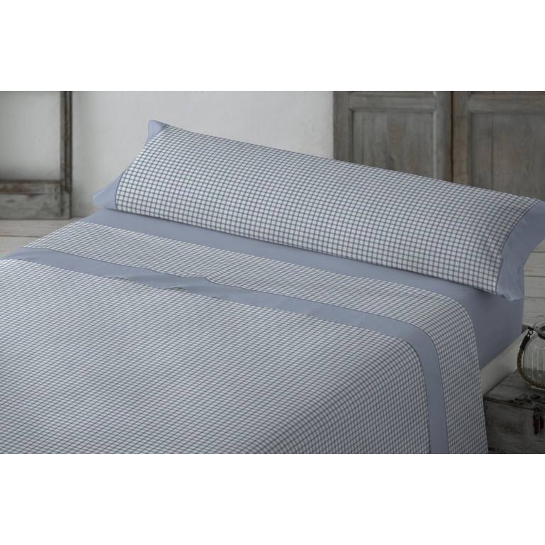 JUEGO SÁBANAS ESTAMPADO VICHY azul