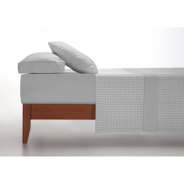 JUEGO SÁBANAS ESTAMPADO VICHY gris