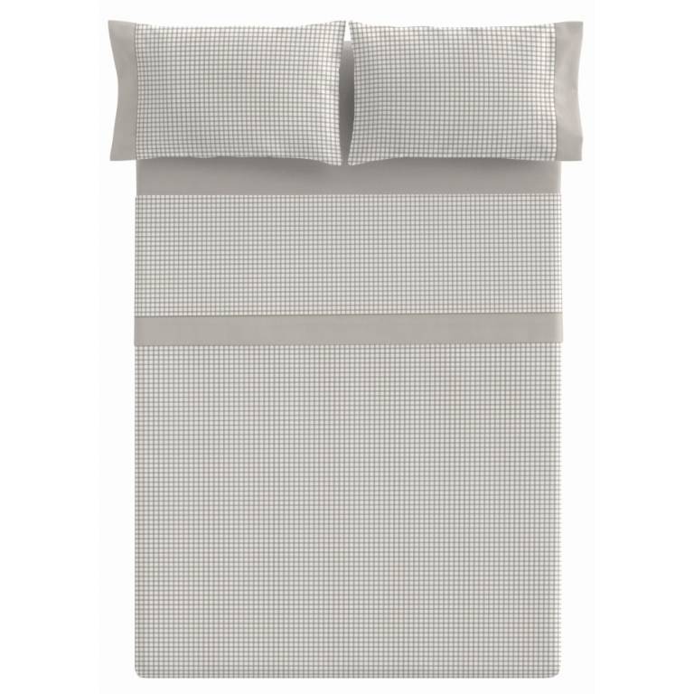 JUEGO SÁBANAS ESTAMPADO VICHY (beige, Cama 160:240x270)