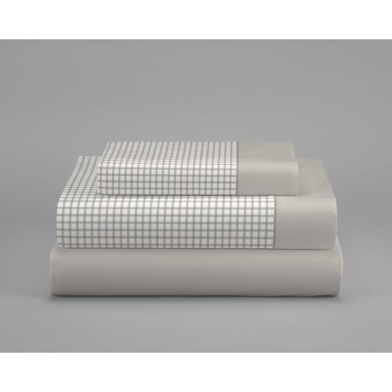 JUEGO SÁBANAS ESTAMPADO VICHY (beige, Cama 160:240x270)