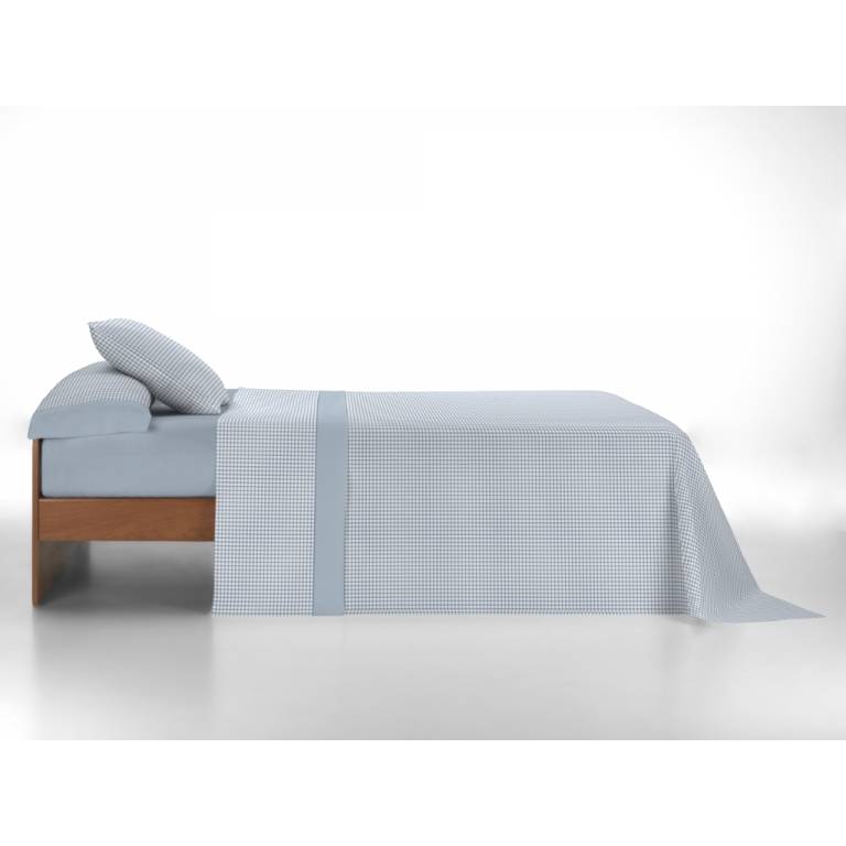 JUEGO SÁBANAS ESTAMPADO VICHY (azul, Cama 105:180x270)