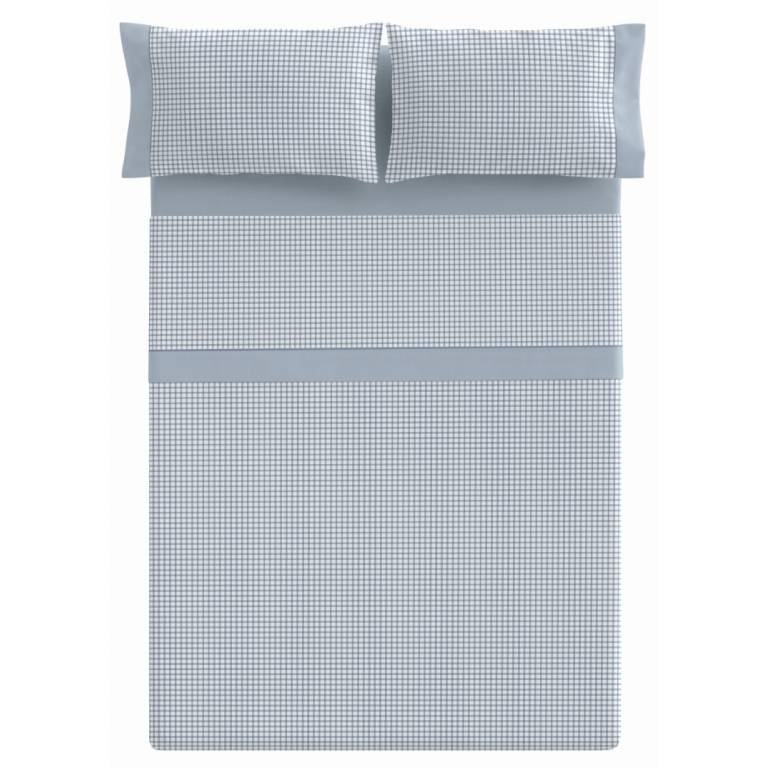 JUEGO SÁBANAS ESTAMPADO VICHY (azul, Cama 105:180x270)