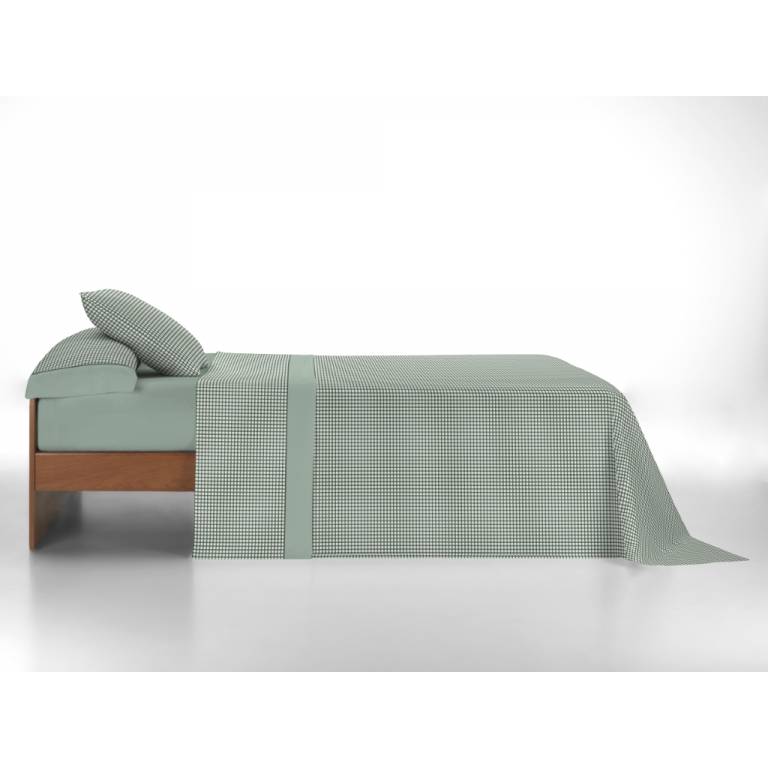 JUEGO SÁBANAS ESTAMPADO VICHY (verde, Cama 90:160x270)