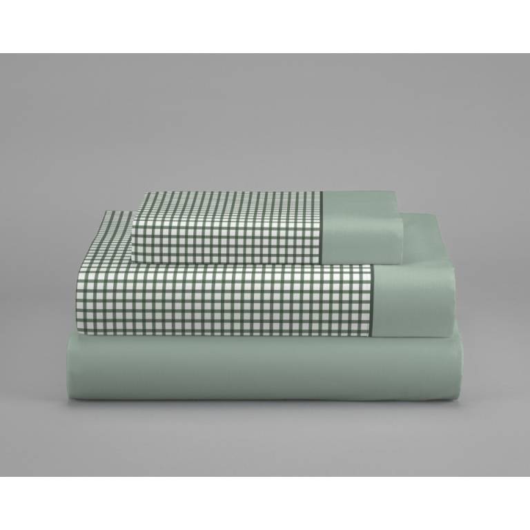 JUEGO SÁBANAS ESTAMPADO VICHY (verde, Cama 90:160x270)