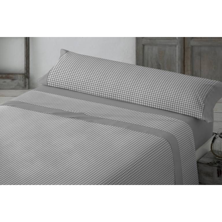 JUEGO SÁBANAS ESTAMPADO VICHY (gris, Cama 160:240x270)