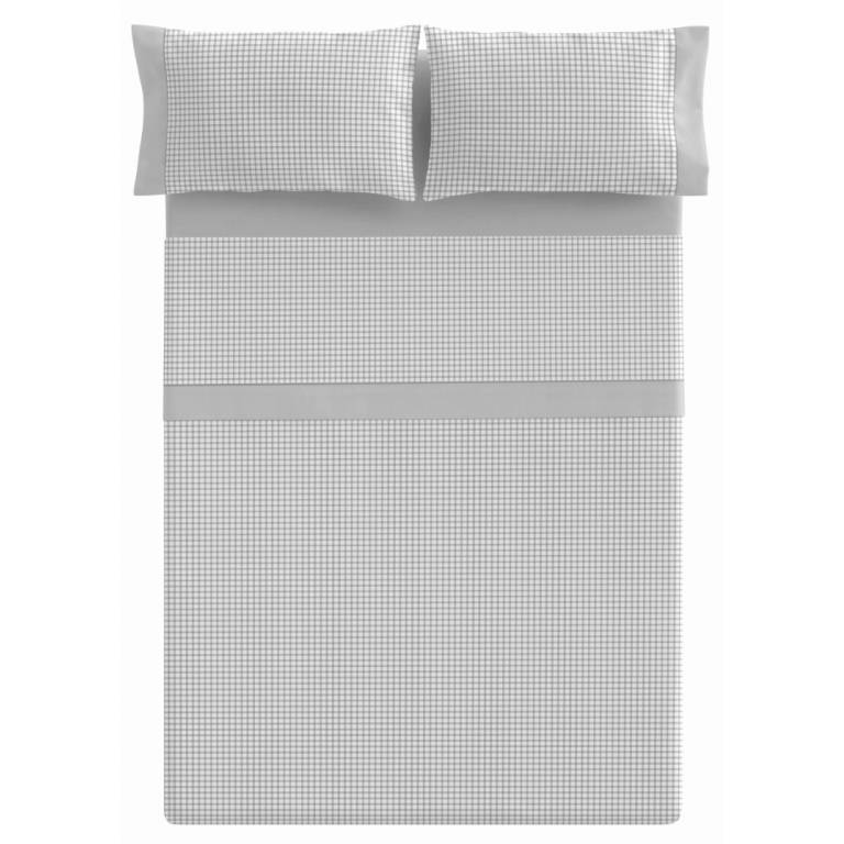 JUEGO SÁBANAS ESTAMPADO VICHY (gris, Cama 160:240x270)