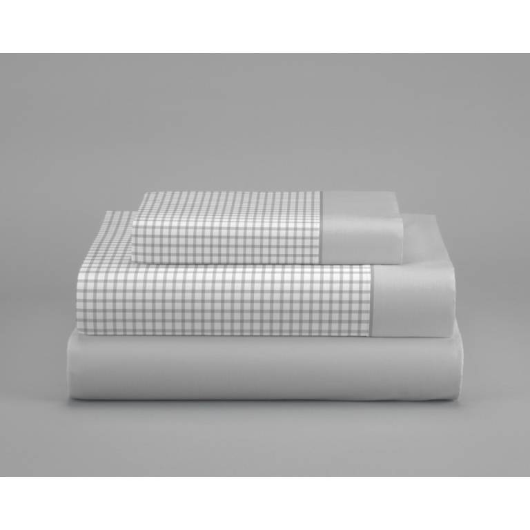 JUEGO SÁBANAS ESTAMPADO VICHY (gris, Cama 160:240x270)